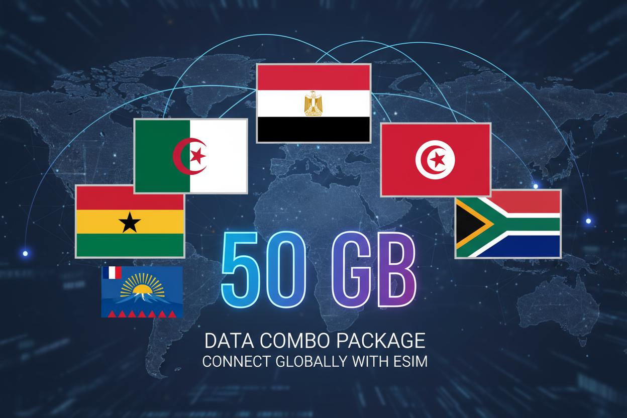 ALGERIA EGYPT TUNISIA SOUTH AFRICA GHANA REUNION  COMBO 50 GB with flag