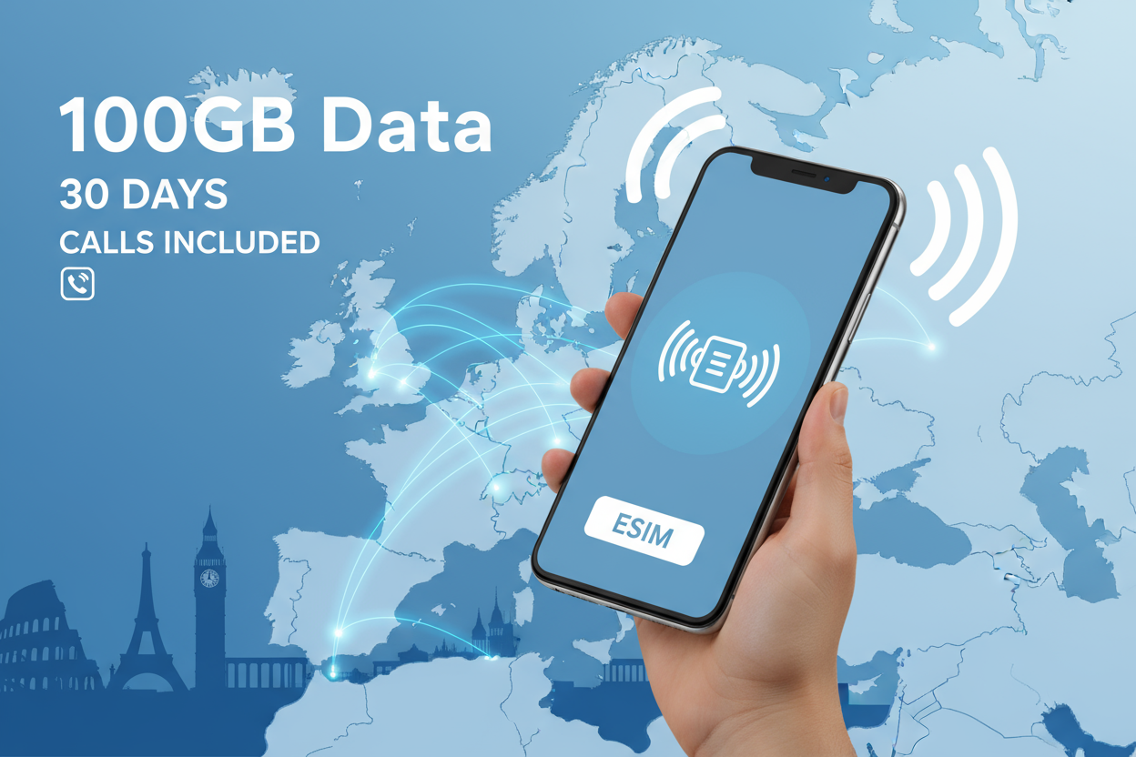 EUROPE  100GB 30 DAY WITH CALL ESIM 