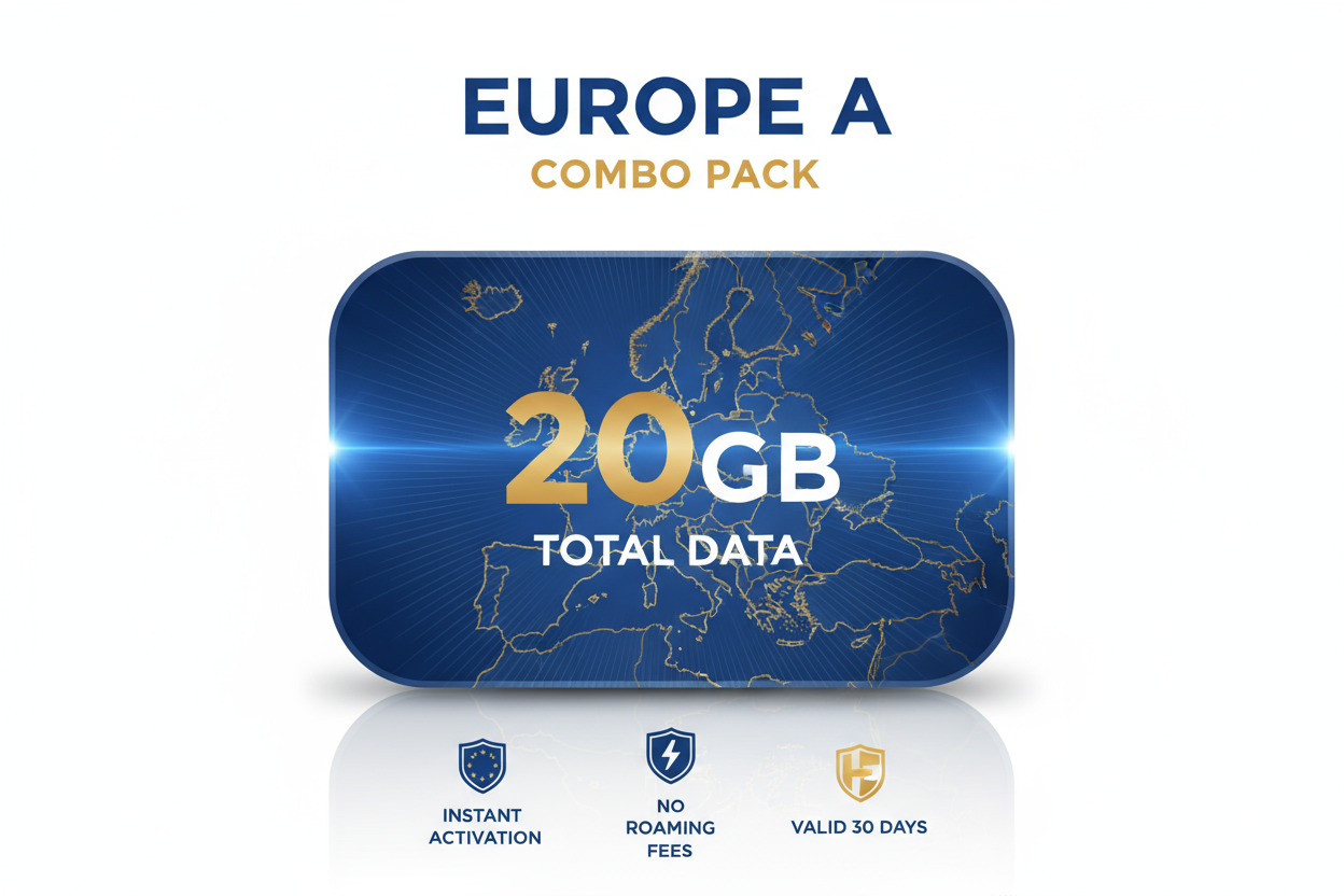 Europe A - combo-pack- 20GB(Total) with flag
