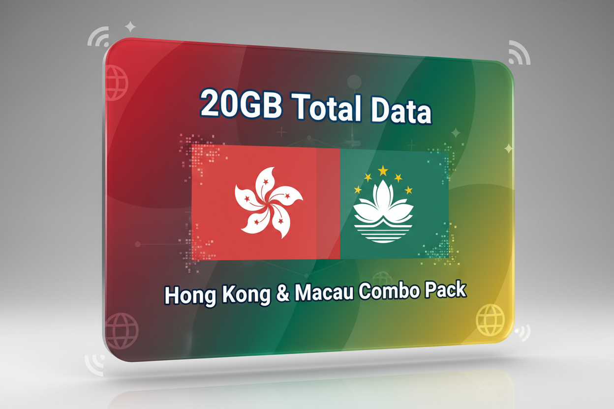 Hong Kong, Macau-combo pack- 20GB(Total) with flag