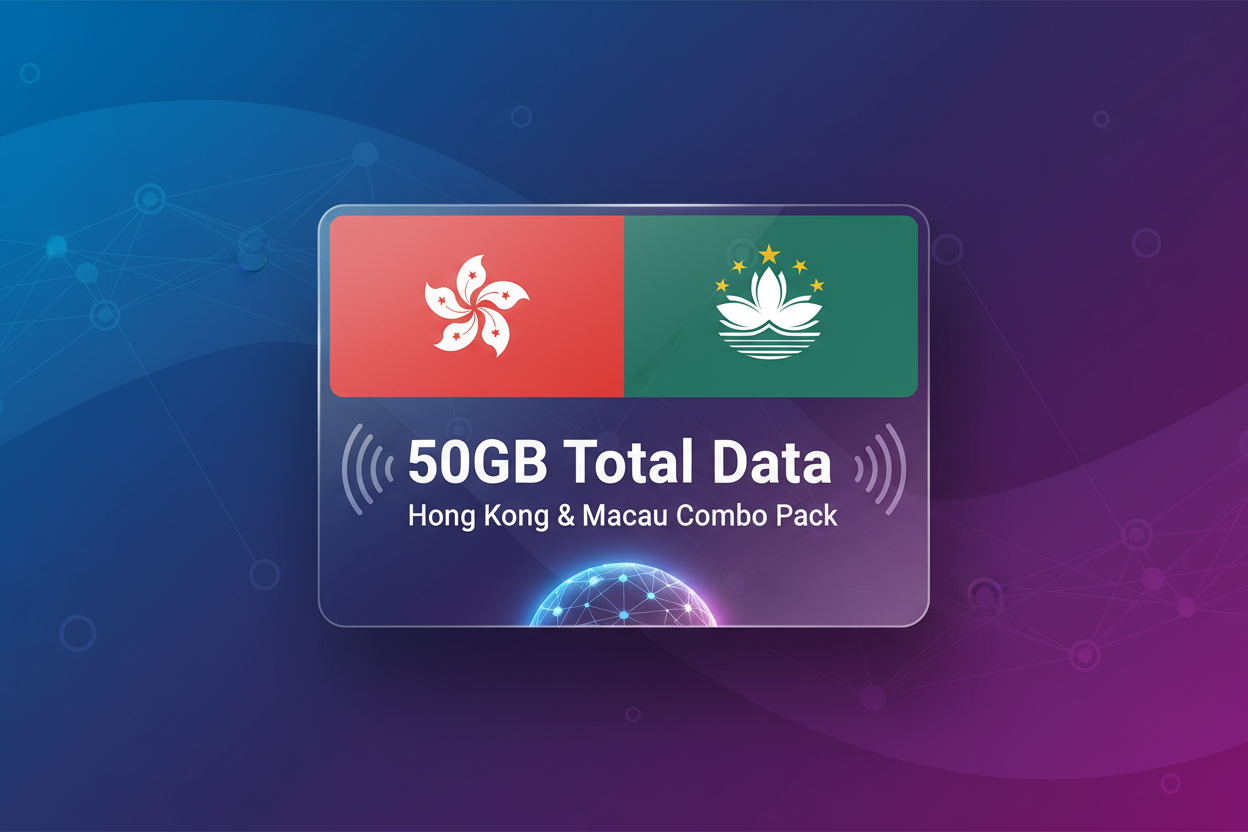 Hong Kong, Macau-combo pack- 50GB(Total) with flag