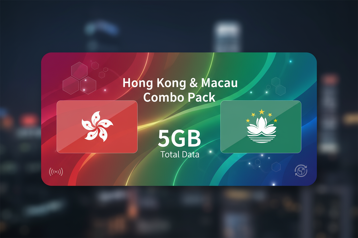 Hong Kong, Macau-combo pack- 5GB(Total) with flag