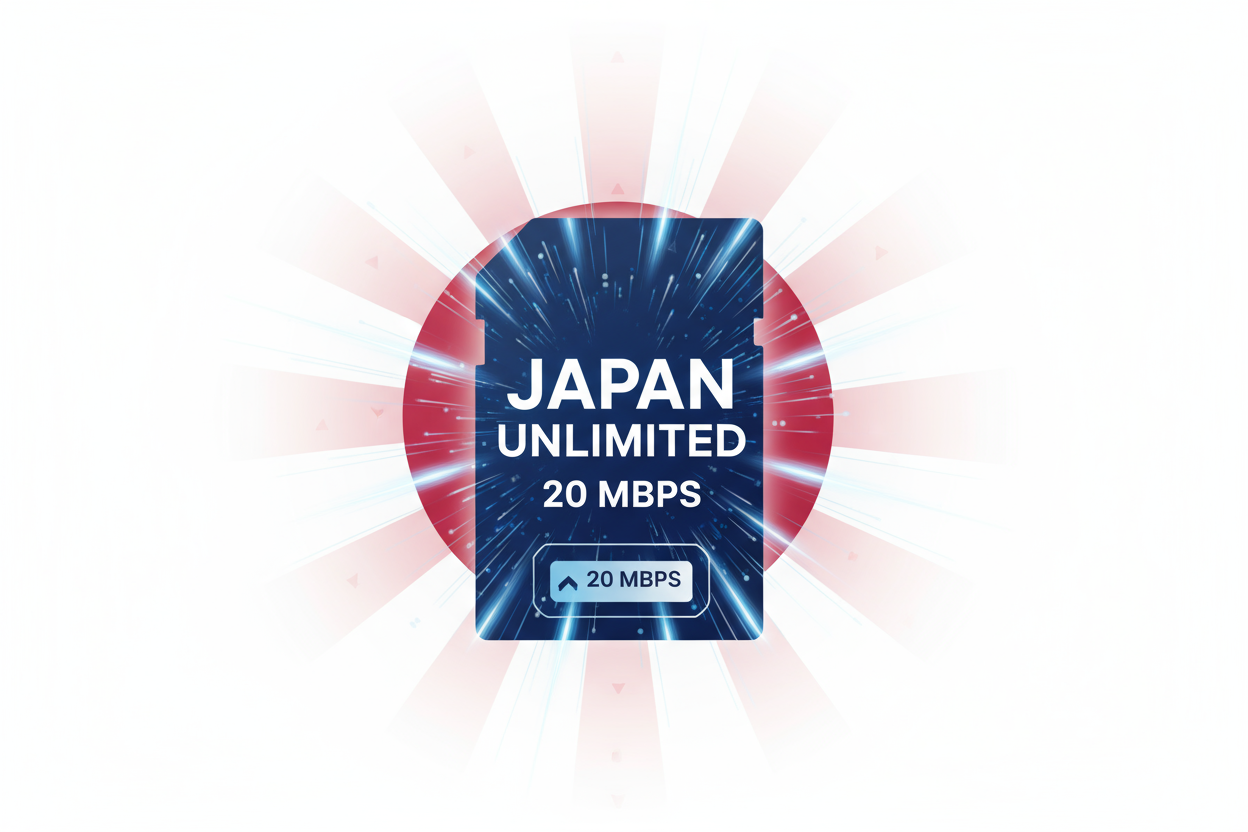 JAPAN UNLIMITED 20 MBPS with flag
