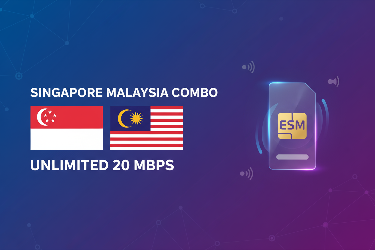 SINGAPORE MALASIA COMBO UNLIMITED 20 MBPS with flag