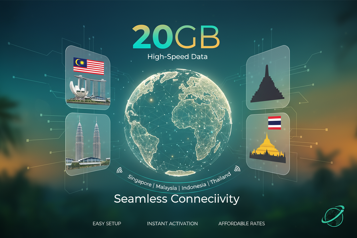 SINGAPORE MALASIA INDONESIA THAILAND COMBO 20 GB image