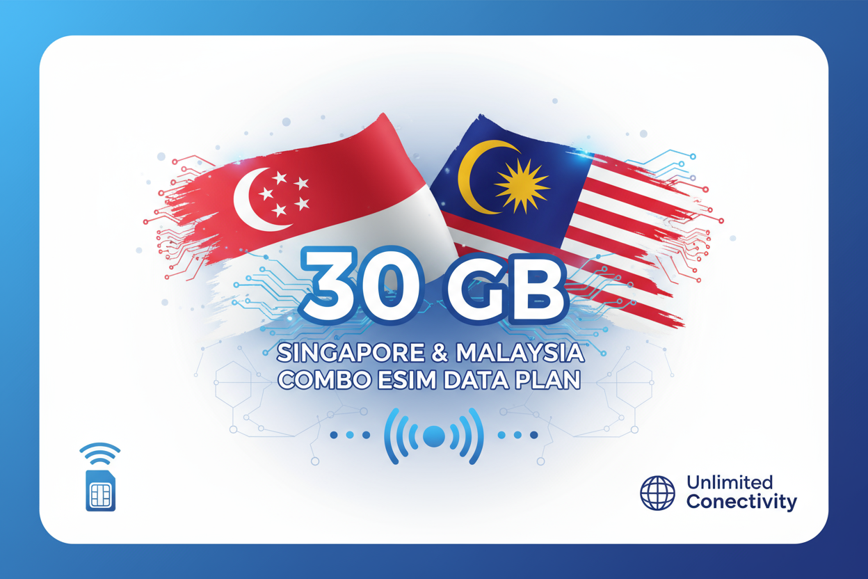 SINGAPORE MALAYSIA COMBO 30 GB with      fllag