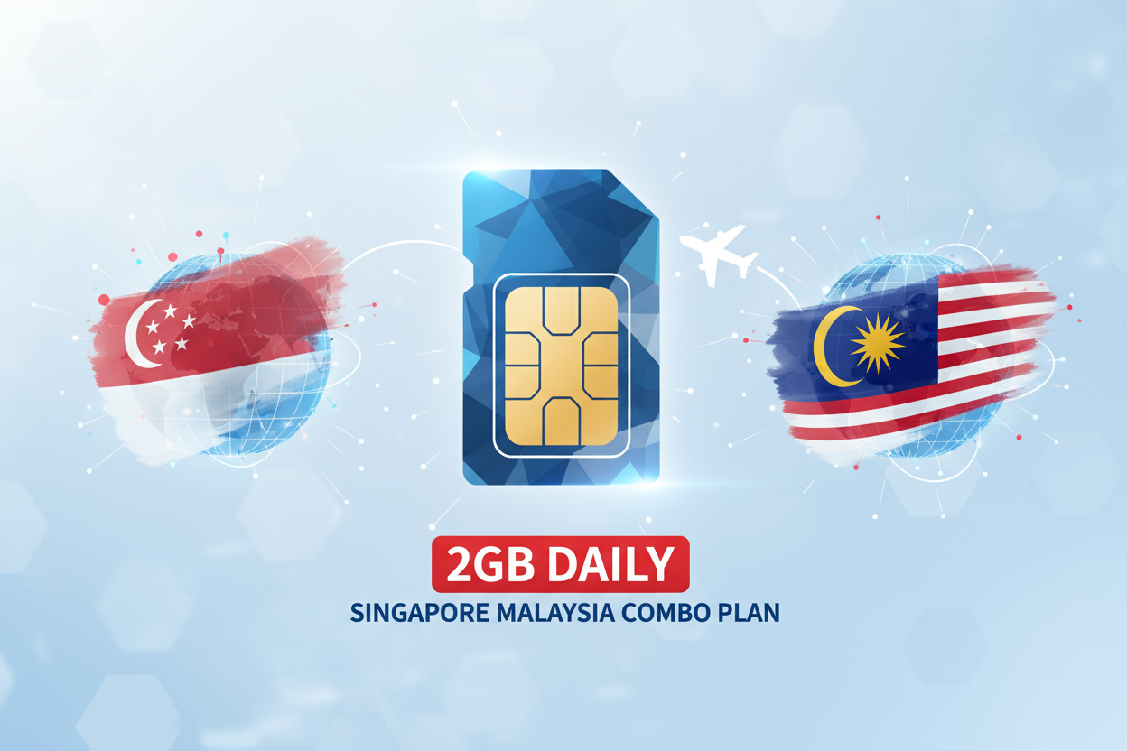 SINGAPORE MALAYSIA COMBO DAILY 2 GB with flag
