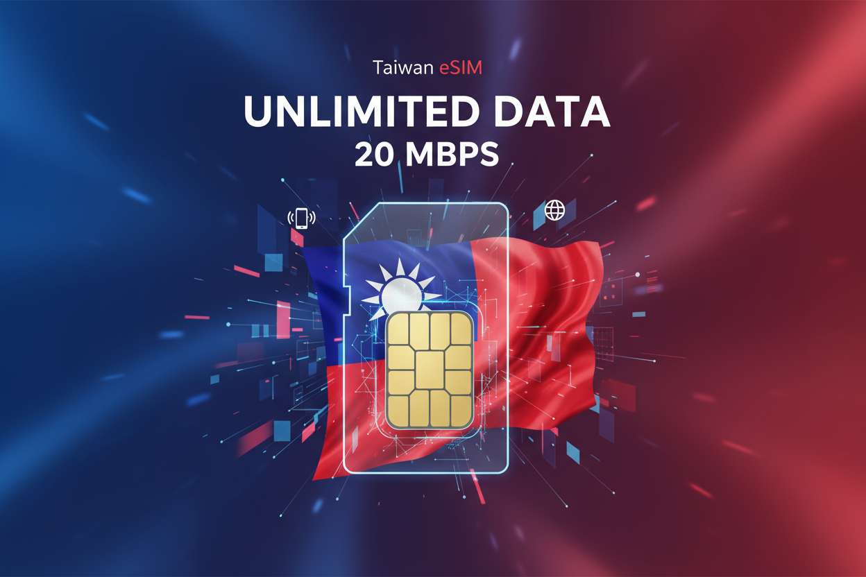 TAIWAN UNLIMITED DATA 20 MBPS with flag