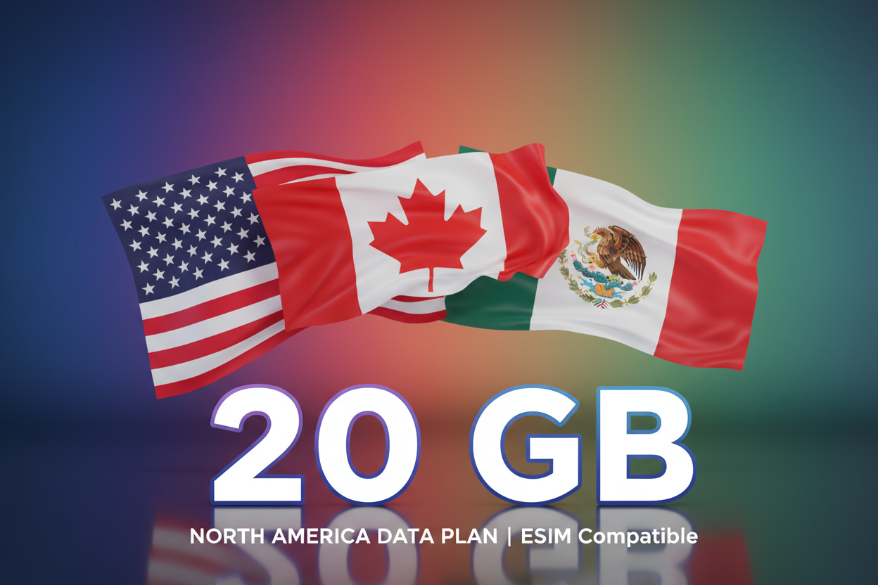 USA CANADA MEXICO COMBO 20 GB with flag