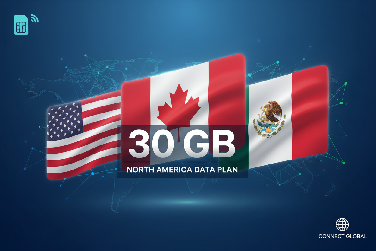 USA CANADA MEXICO COMBO 30 GB with flag