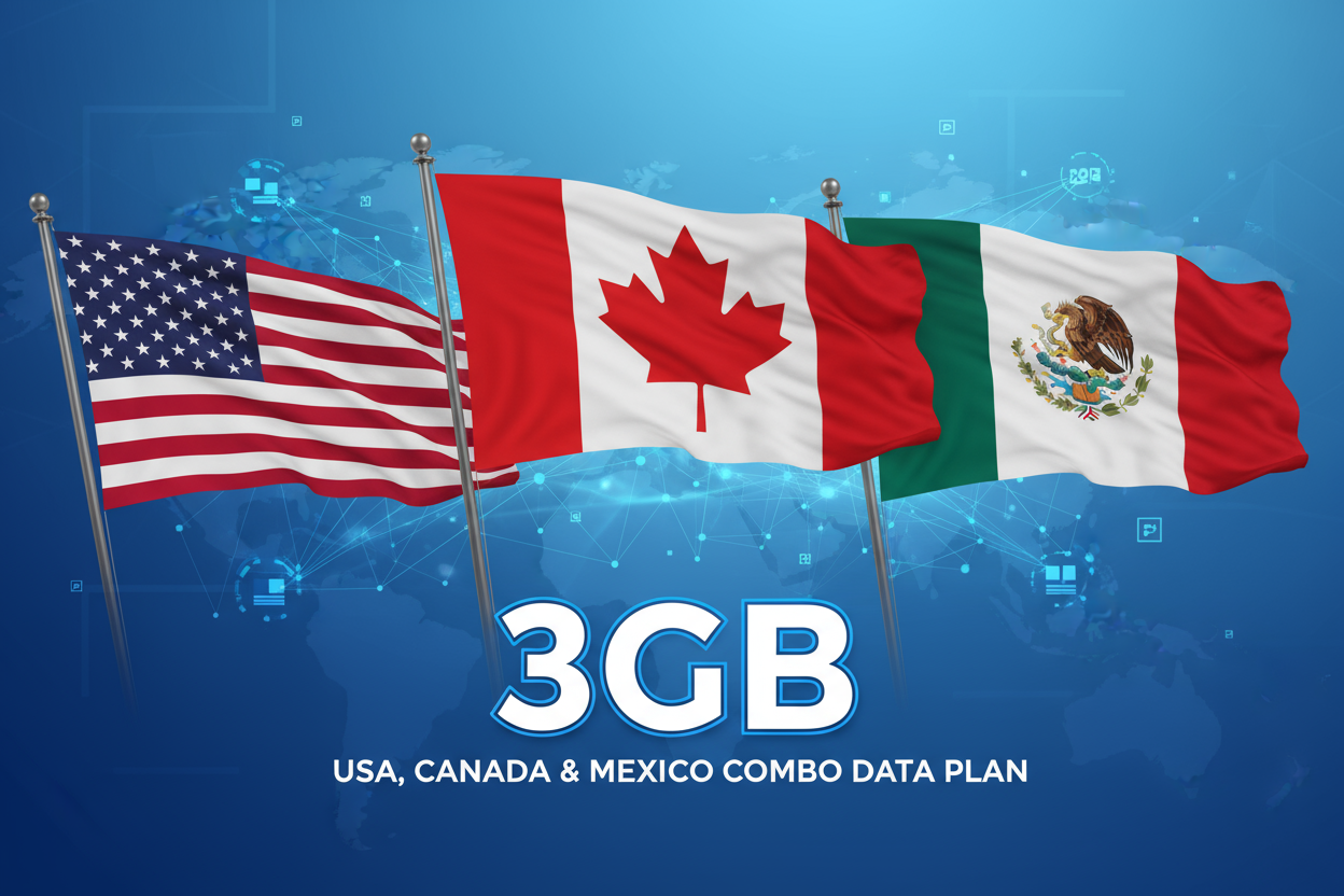 USA CANADA MEXICO COMBO 3GB with flag
