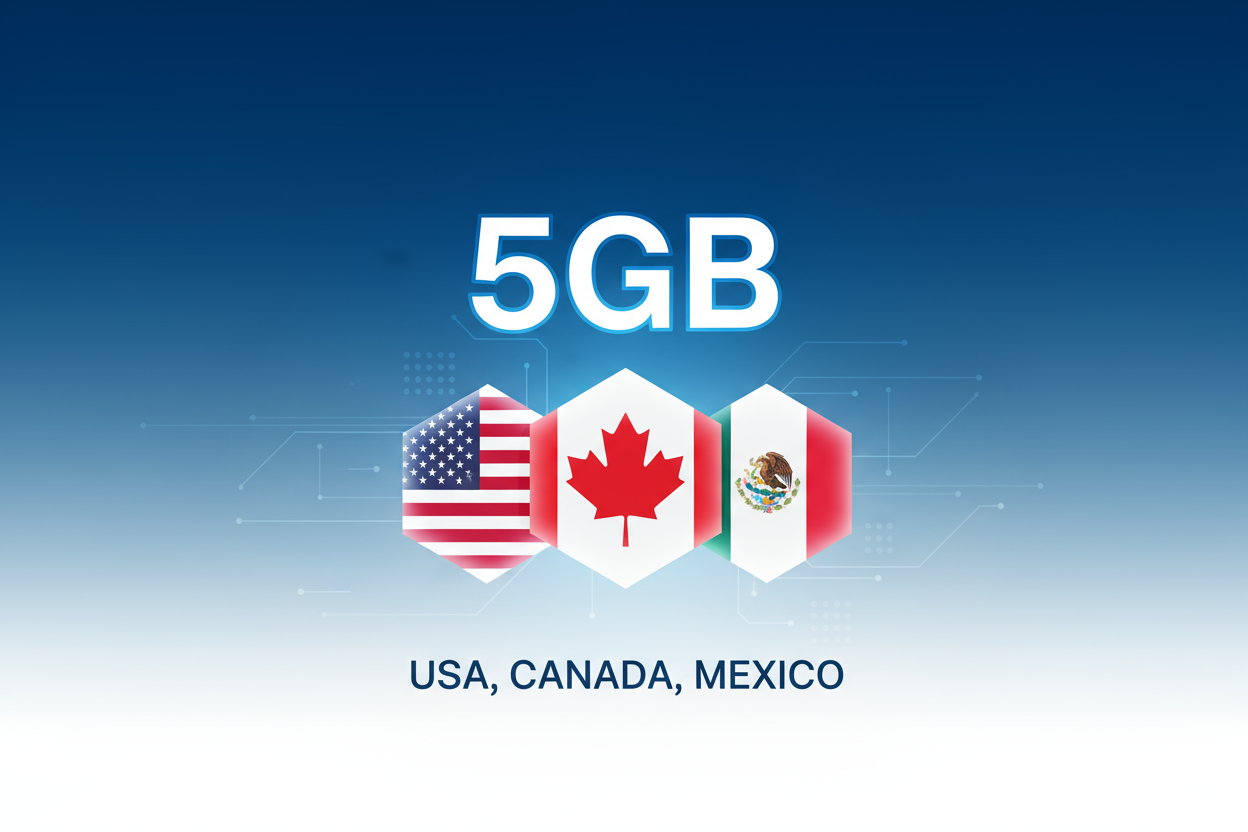 USA CANADA MEXICO COMBO 5 GB with flag