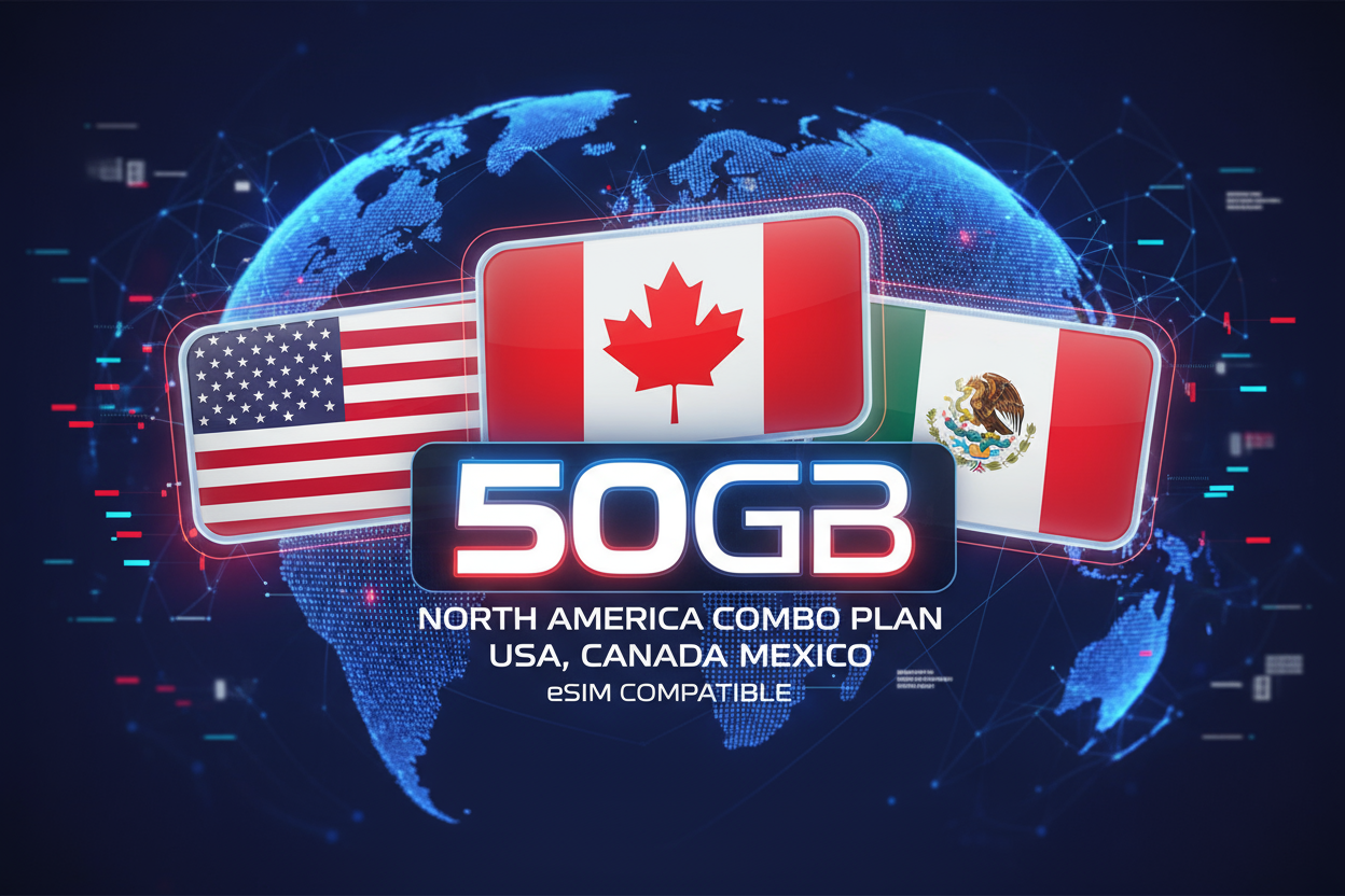 USA CANADA MEXICO COMBO 50GB with flag