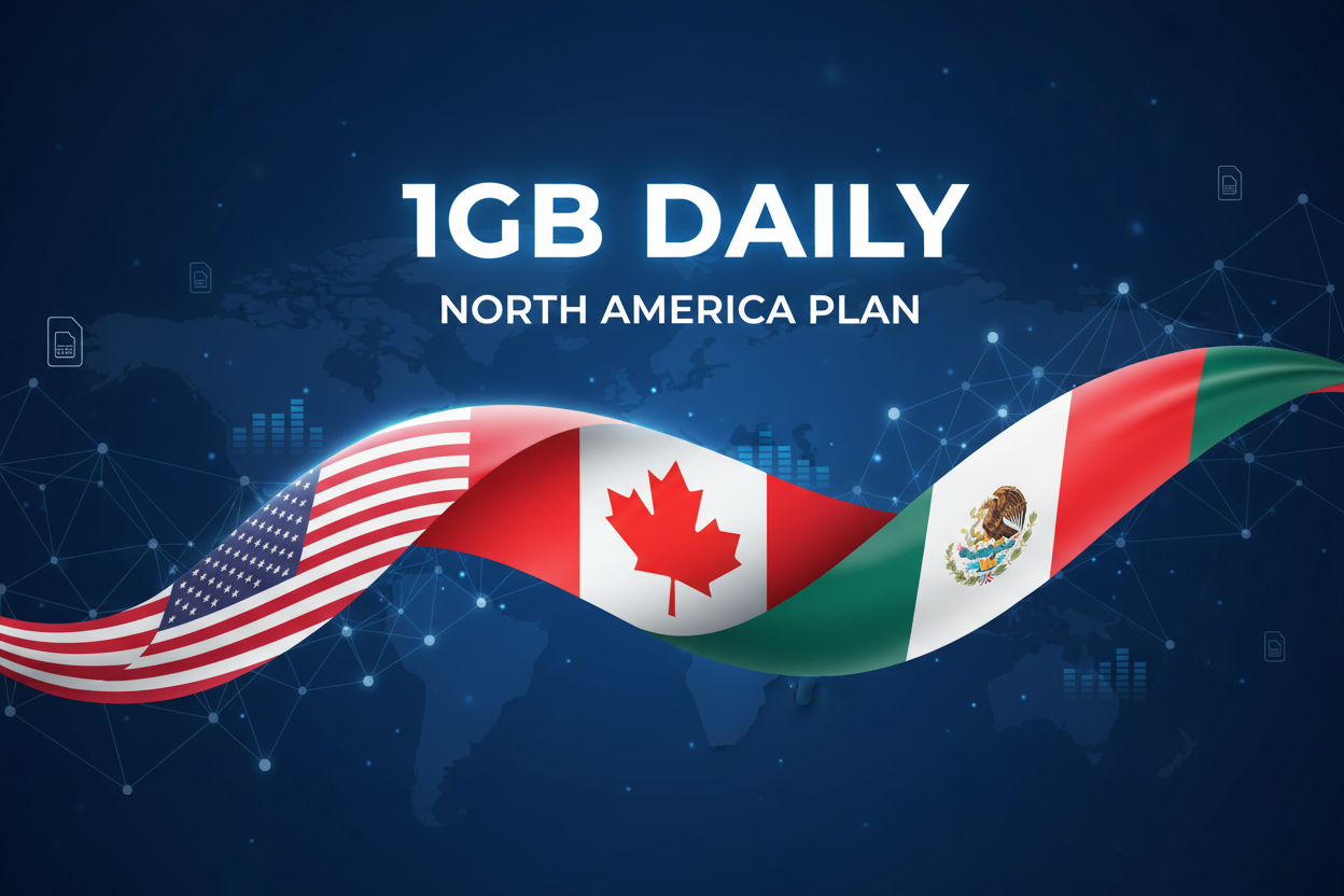 USA CANADA MEXICO COMBO DAILY 1 GB with flag