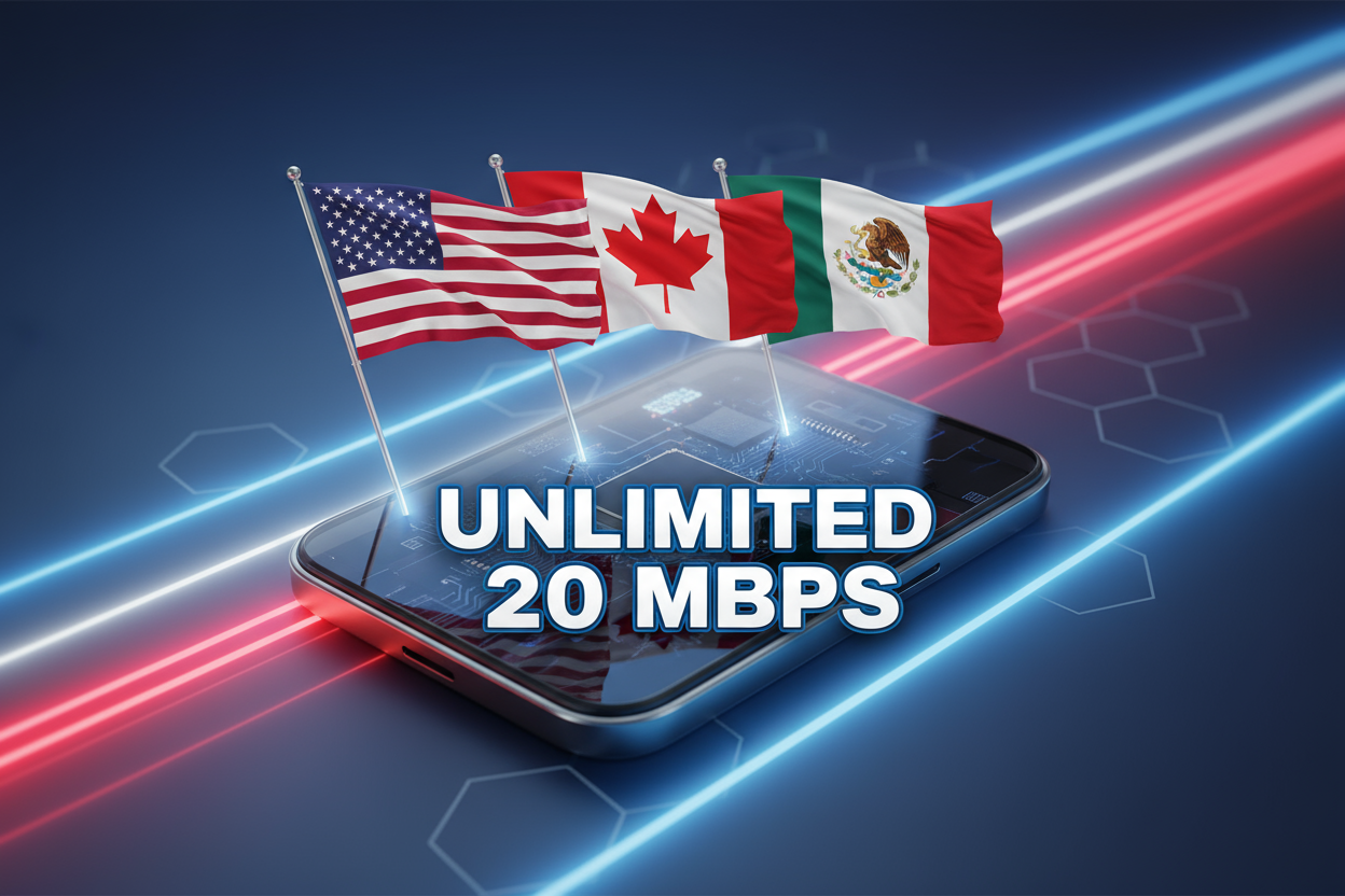 USA CANADA MEXICO COMBO UNLIMITED 20 MBPS with flag