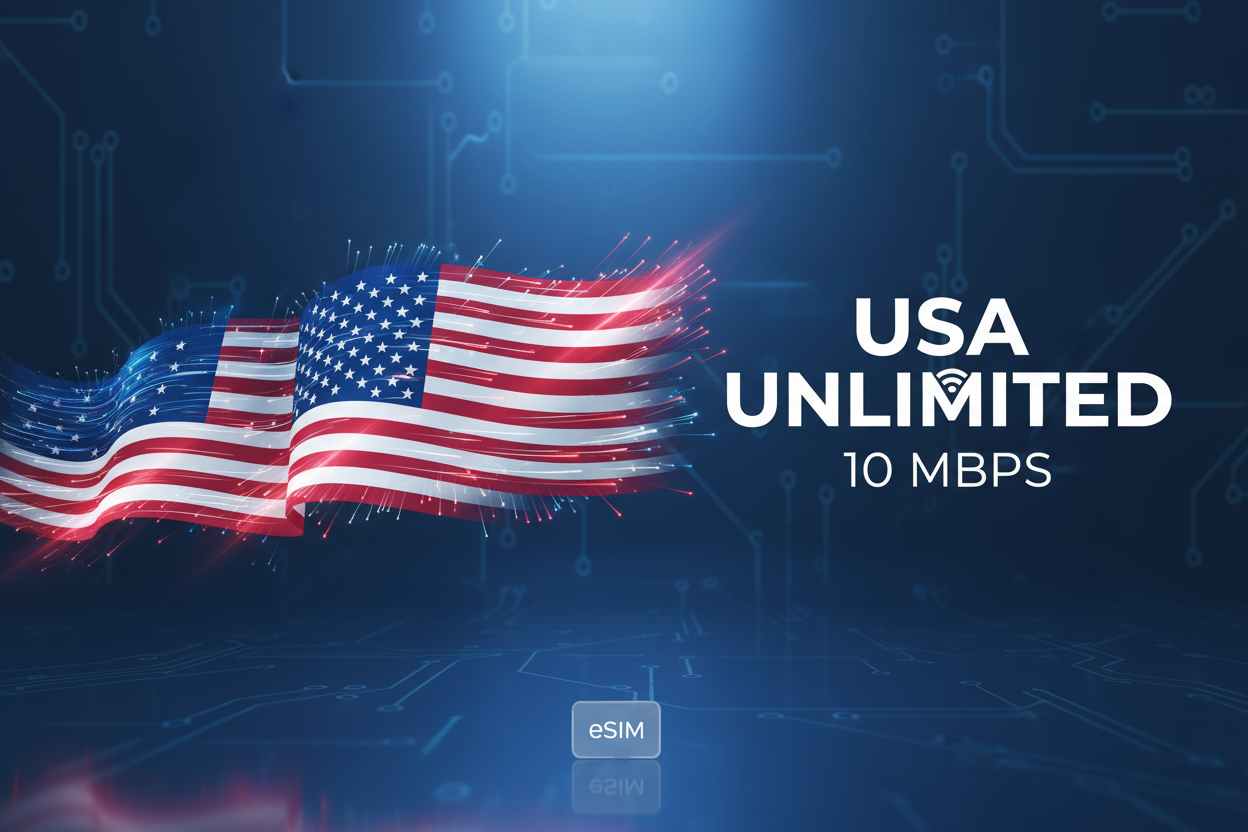 USA UNLIMITED 10 MBPS wth flag
