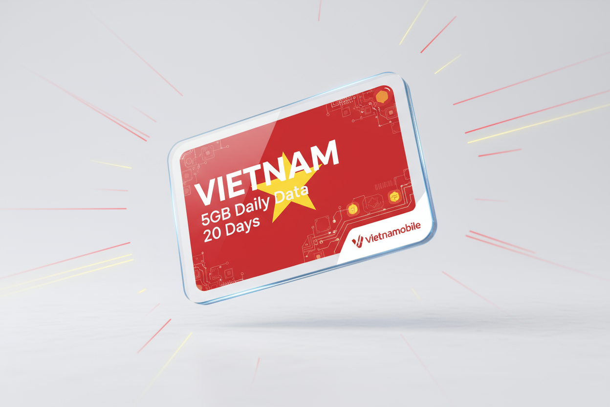 VIETNAM    5GB(Daily)-20Days VIETNAMOBILE WITH FLAG